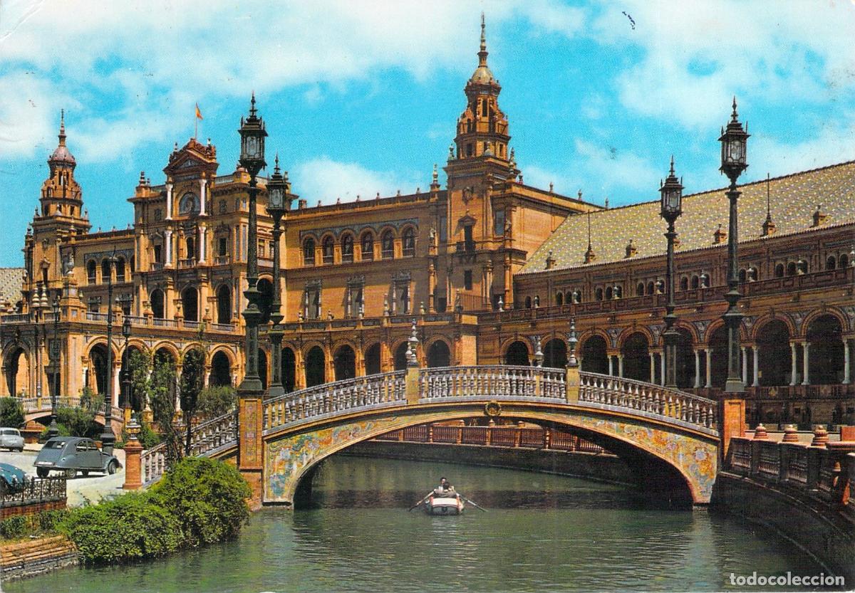 Postales: Postal de Sevilla: Plaza de Espa&ntilde;a, vista parcial