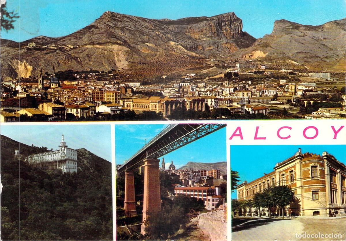Postales: Postal de Alcoy, vista panor&aacute;mica y monumentos