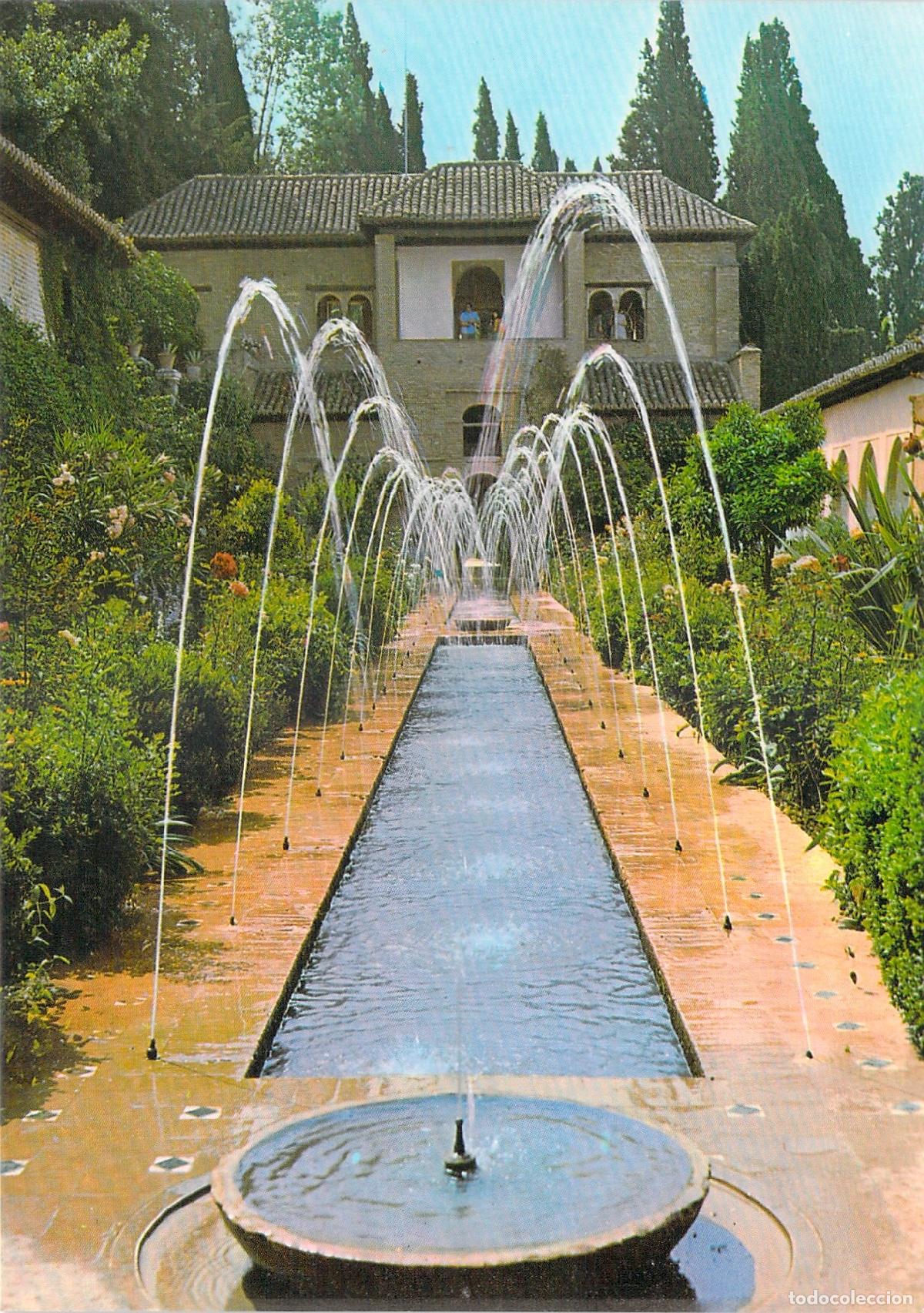 Postales: Postal de los Jardines del Patio de la Acequia en el Generalife, Granada