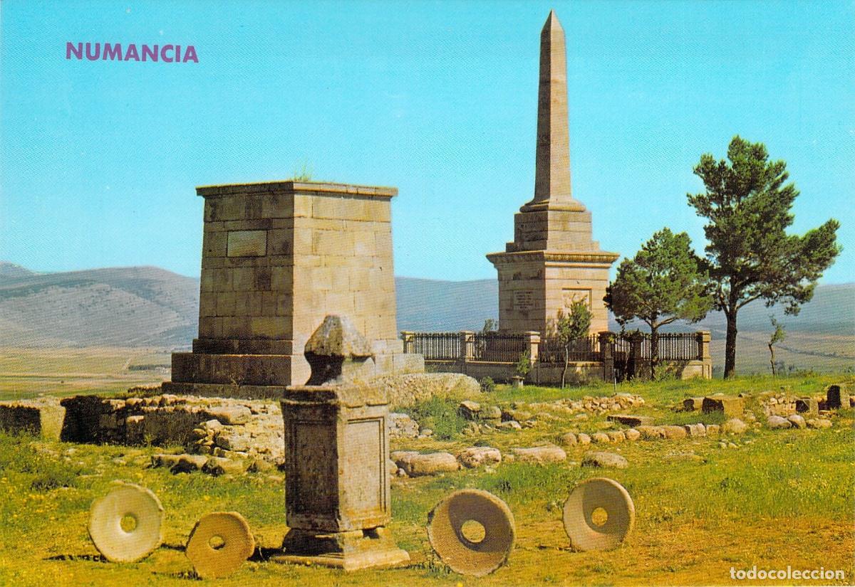 Postales: Postal de las Ruinas de Numancia y Obelisco en Soria