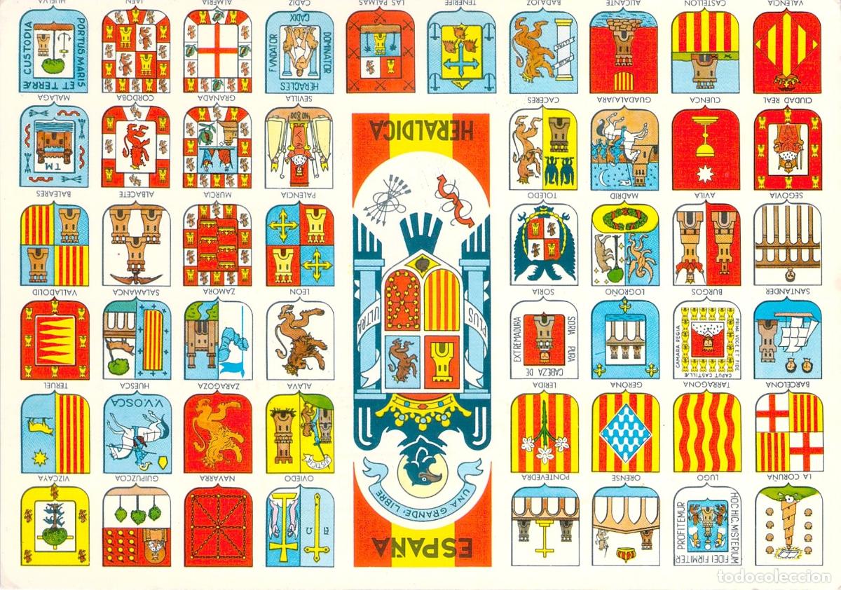Postales: Postal de escudos her&aacute;ldicos de las provincias de Espa&ntilde;a