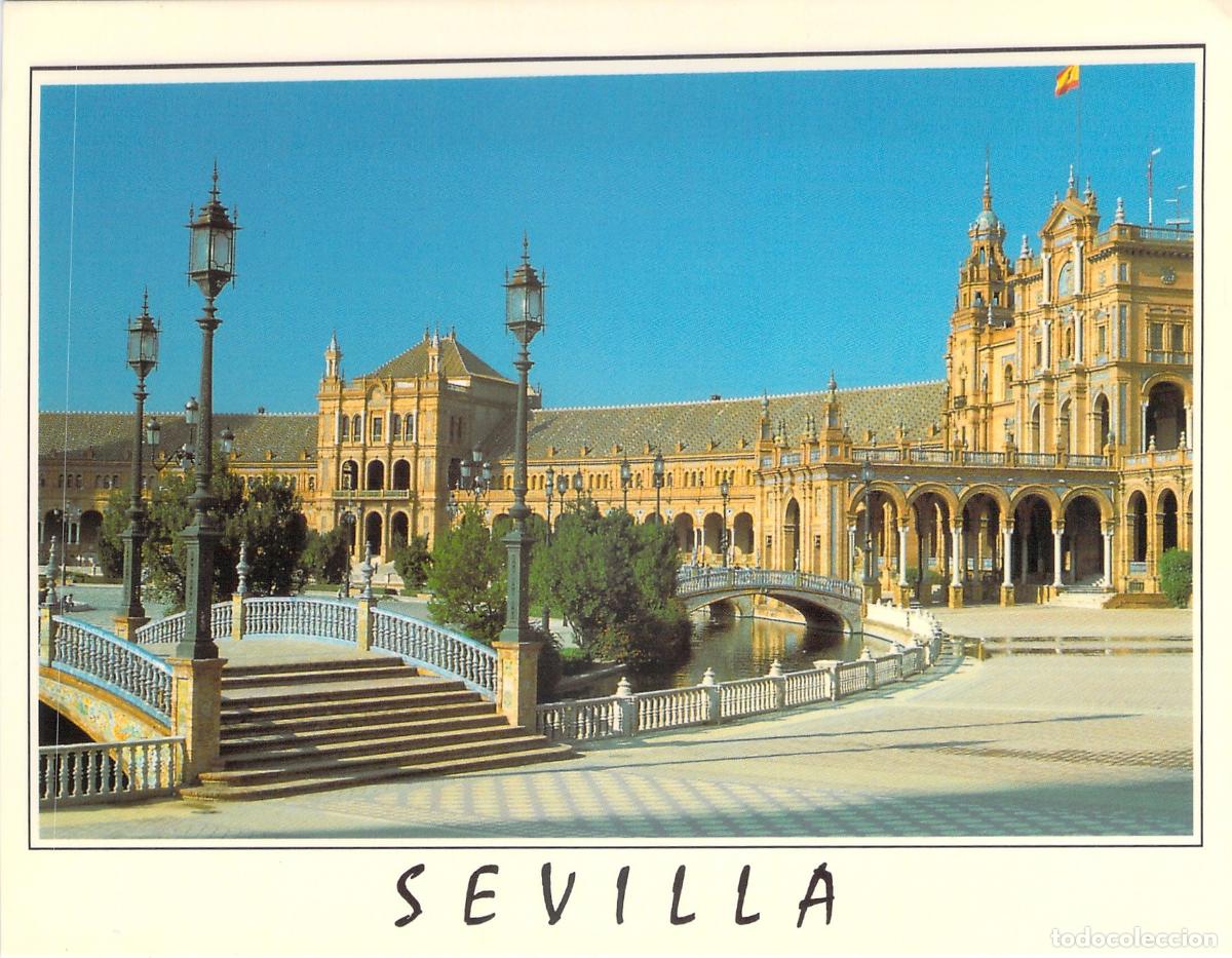 Postales: Postal de la Plaza de Espa&ntilde;a en Sevilla