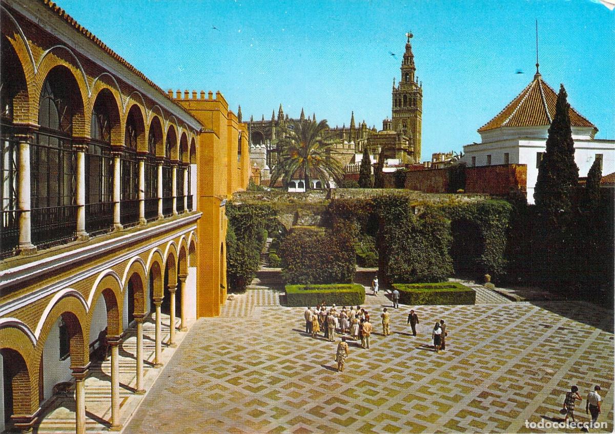 Postales: Postal del Patio de la Monter&iacute;a en el Real Alc&aacute;zar de Sevilla