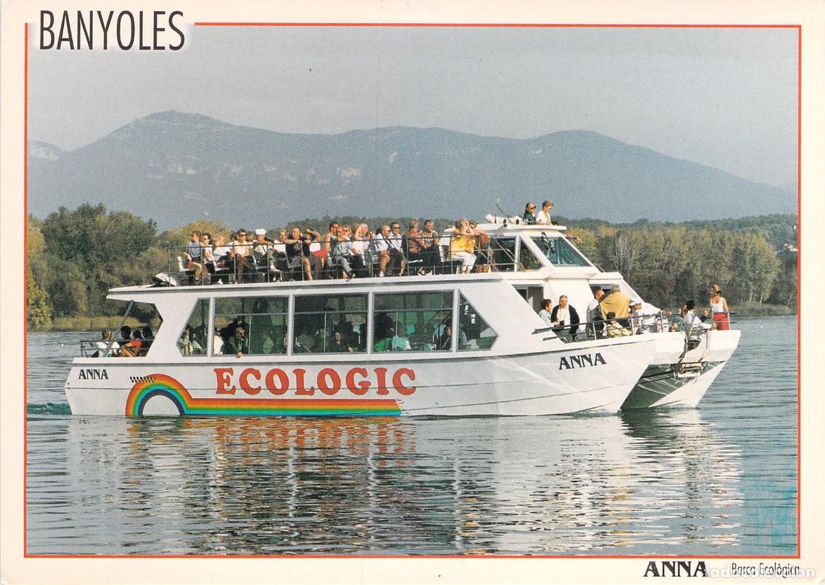 Postales: Postal del barco Ecologic Anna en el Lago de Banyoles