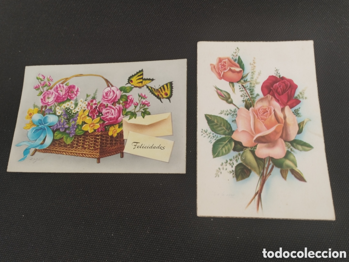 Postales: lote de 2 antiguas felicitaciones de principios de los 60