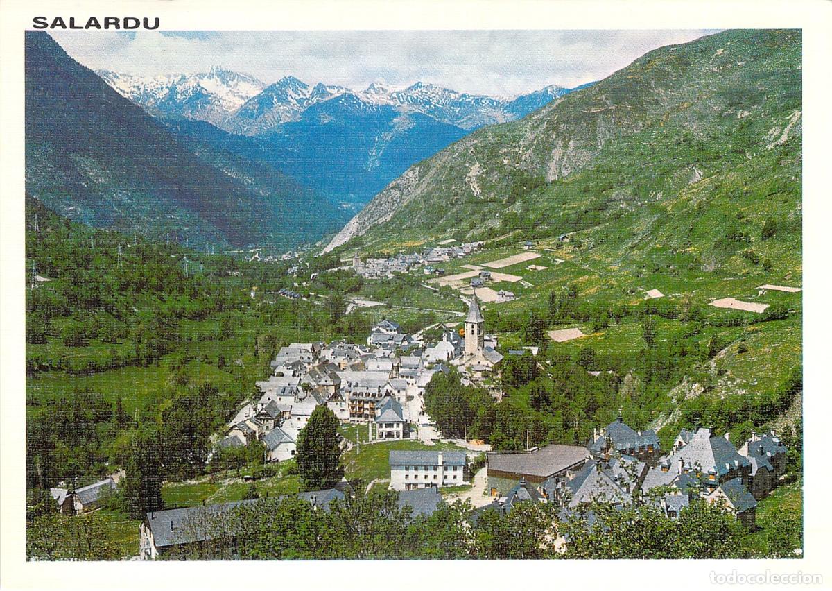 Postales: Postal de Salardu en el Pirineo Catal&aacute;n con el Macizo de los Malditos
