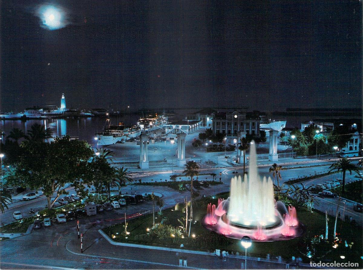 Postales: Postal de M&aacute;laga, Plaza Queipo de Llano, Vista Nocturna