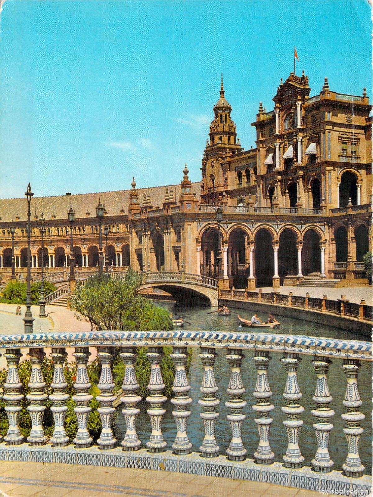 Postales: Postal de la Plaza de Espa&ntilde;a en Sevilla, Andaluc&iacute;a
