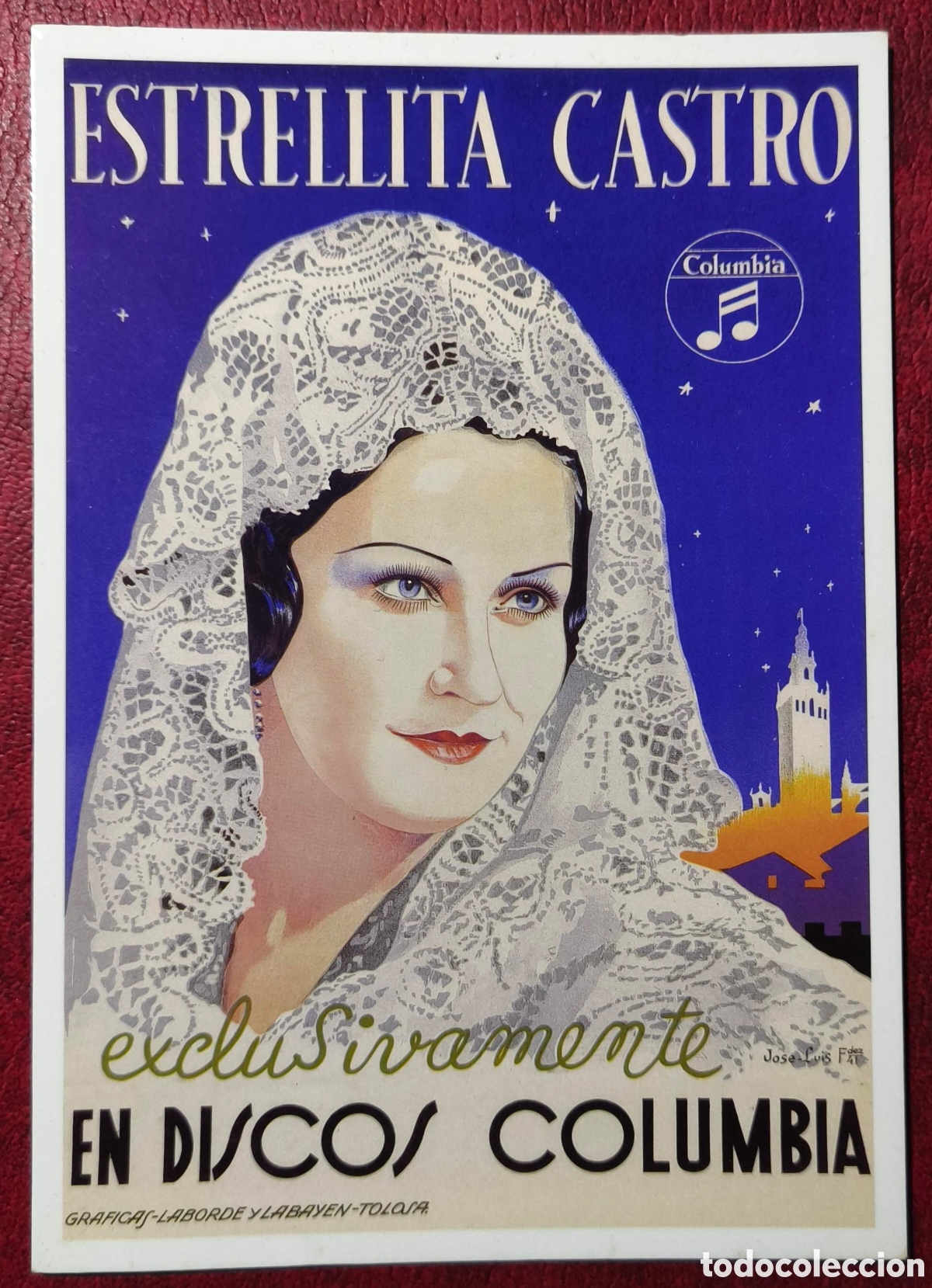 Postales: Discos Columbia. Reproducci&oacute;n publicitaria. Estrellita Castro