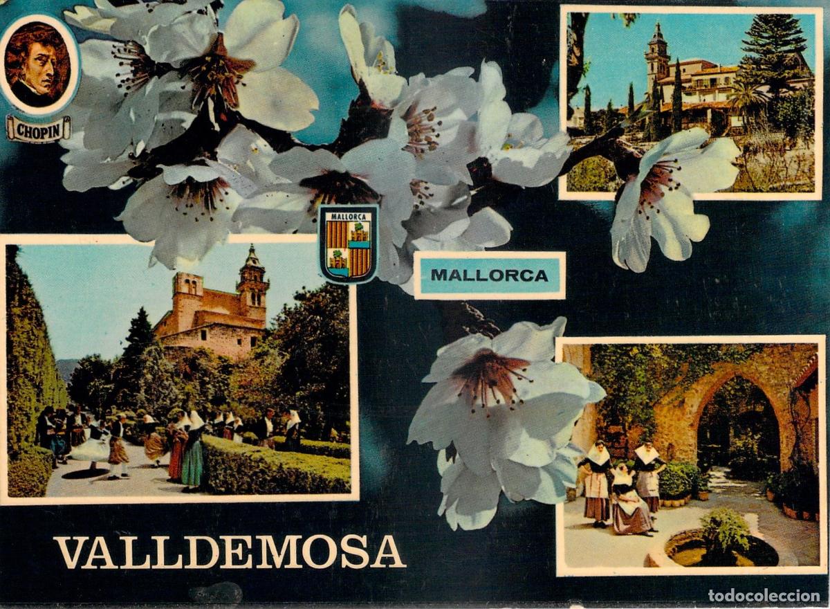 Postales: Postal de Valldemossa Mallorca con Flores de Almendro y Chopin - Foto 1