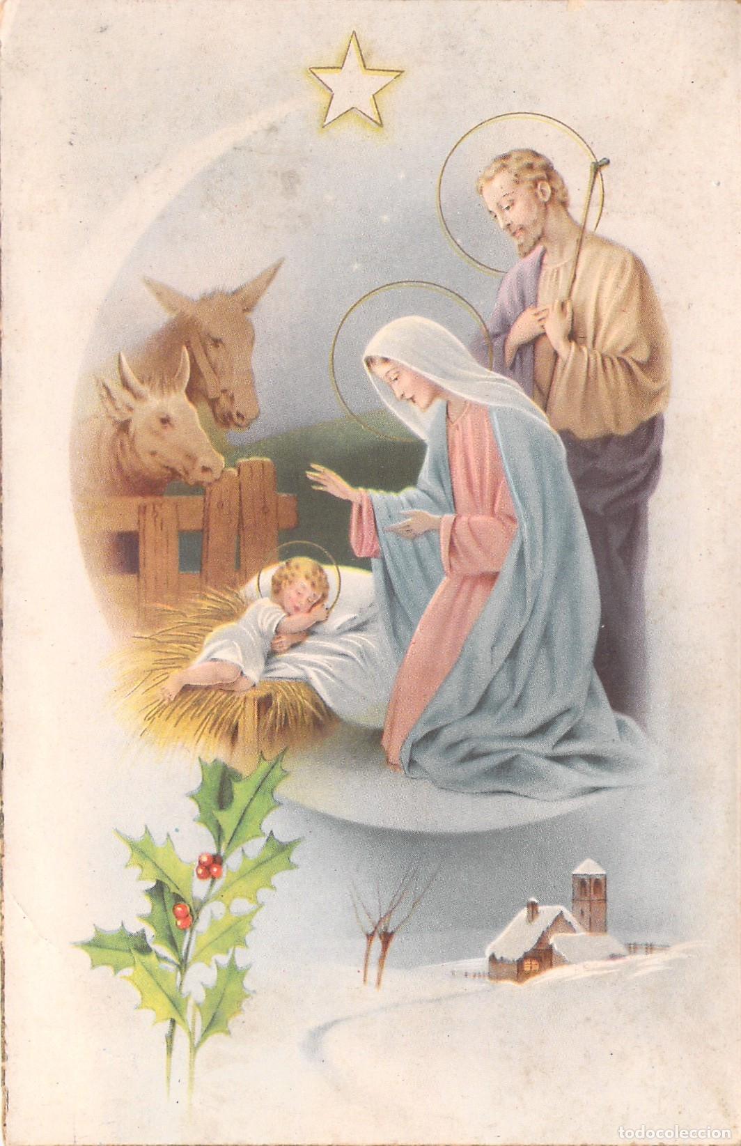 Postales: Postal de Navidad con Escena del Nacimiento de Jes&uacute;s - Foto 1