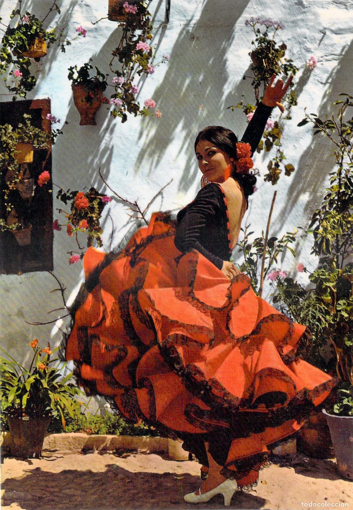 Postales: Postal de Bailaora de Flamenco en Escenario T&iacute;pico Espa&ntilde;ol