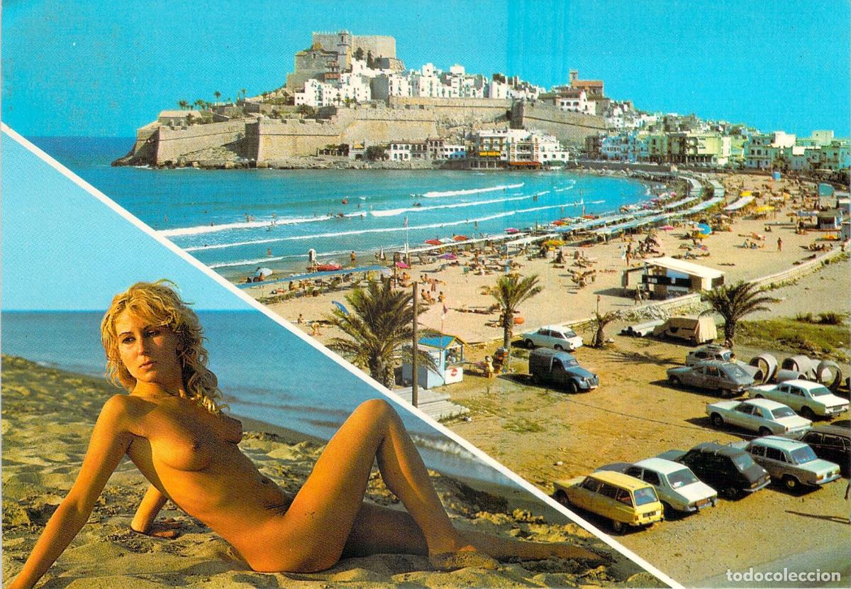 Postales: Postal de Pe&ntilde;&iacute;scola con playa y castillo - Foto 1