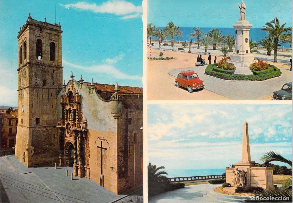 Postales: Postal de Vinaroz con Iglesia y Monumentos de la Costa