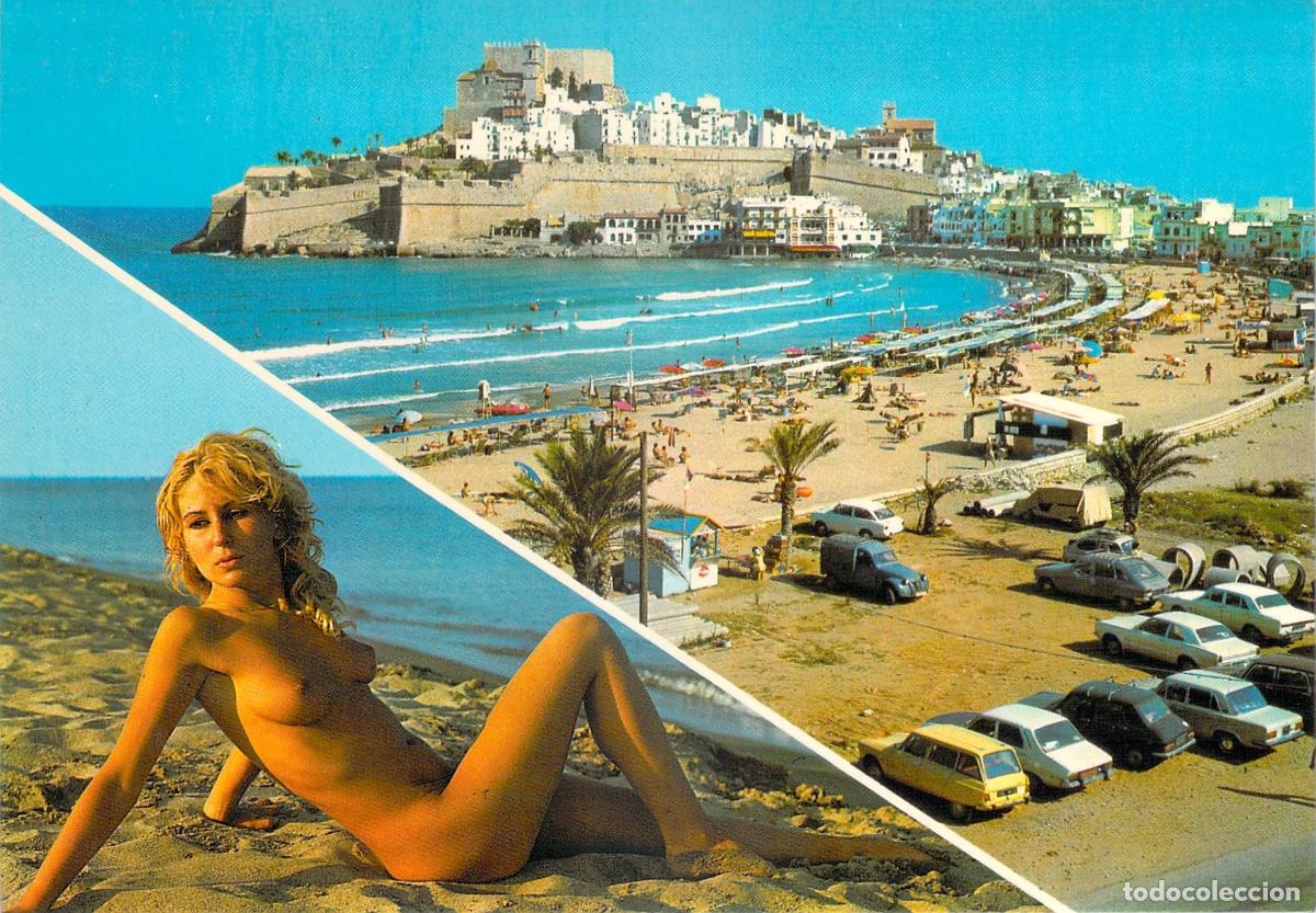 Postales: Postal de Pe&ntilde;&iacute;scola Castell&oacute;n con vista de Playa y Castillo