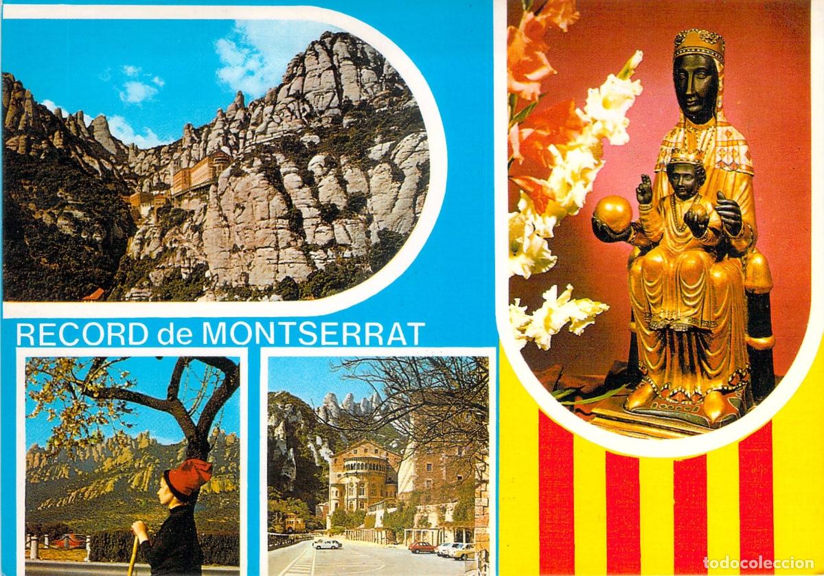 Postales: Postal de Montserrat Barcelona con la Virgen y el Monasterio