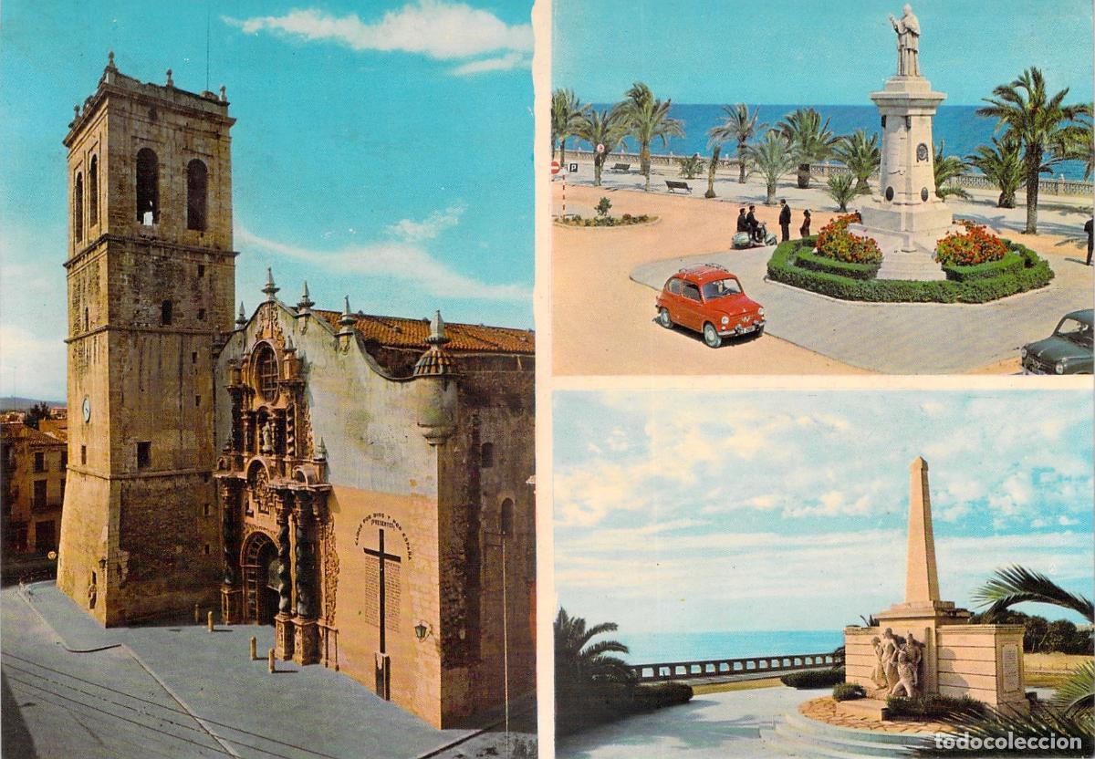 Postales: Postal de Vinaroz con Iglesia y Monumentos en Castell&oacute;n