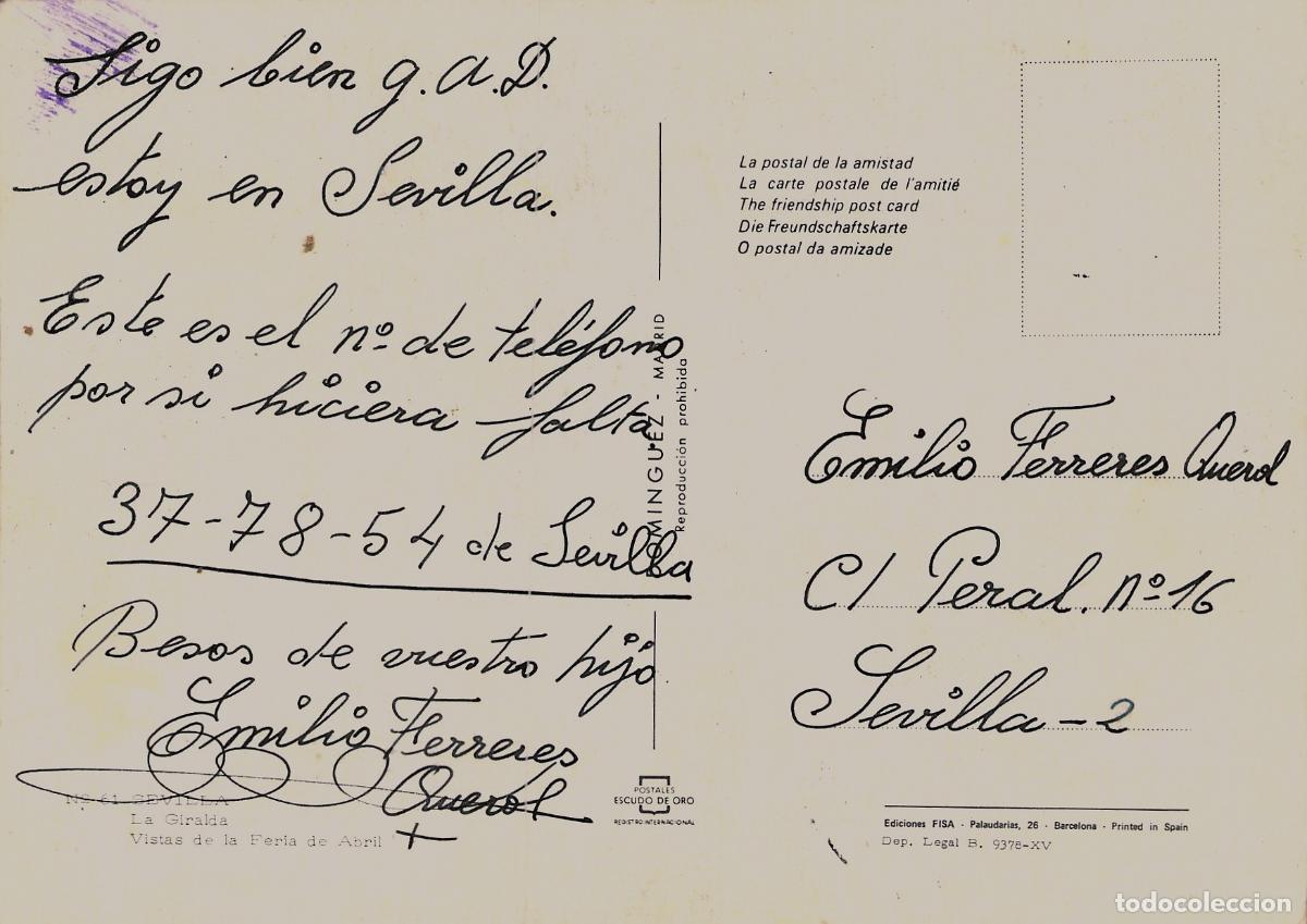 Postales: Postal de la Feria de Abril y la Giralda en Sevilla - Foto 2
