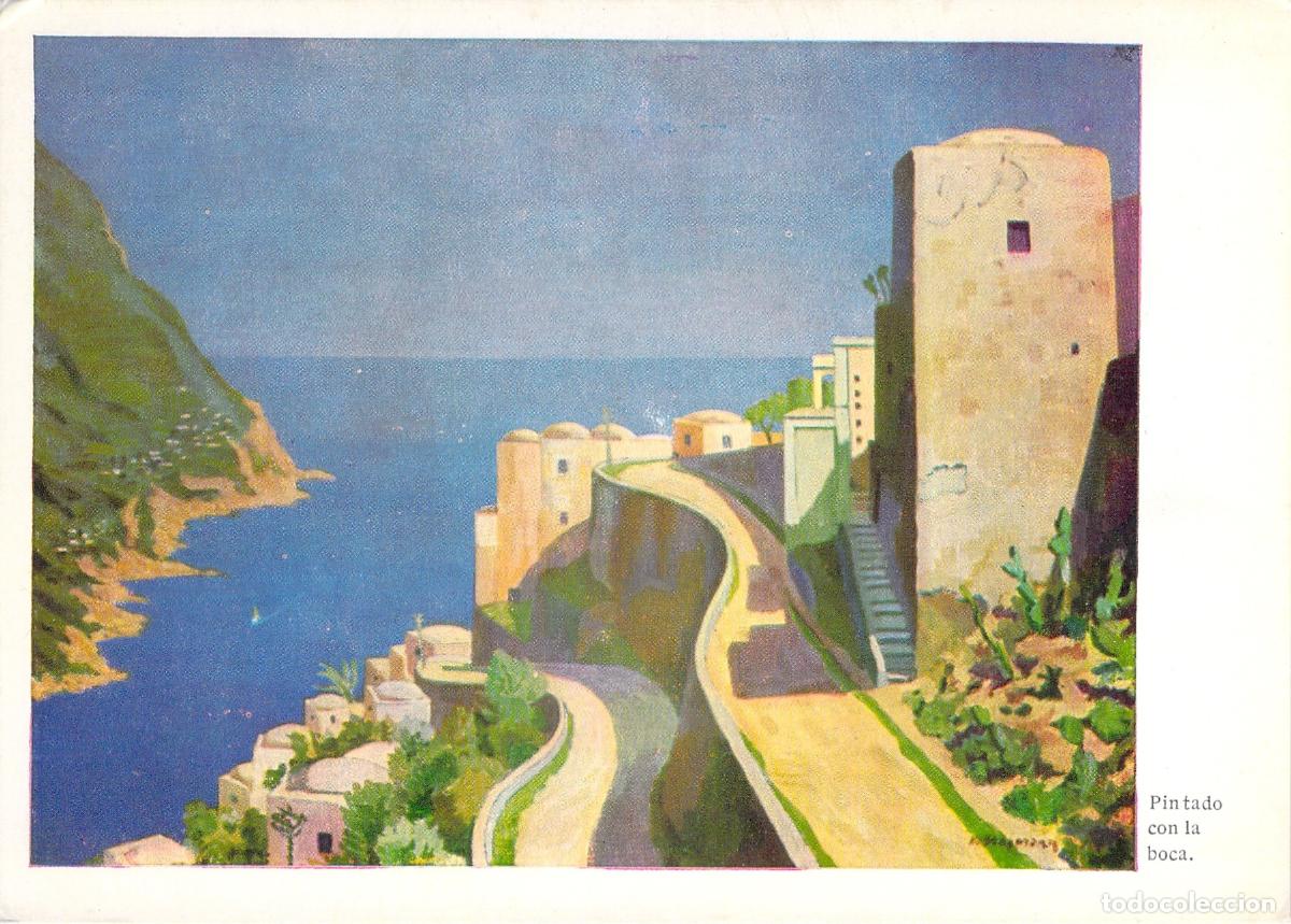 Postales: Postal de arte con pintura de pueblo costero por E. A. Stegmann