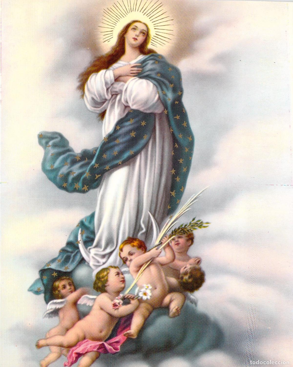 Postales: Postal de la Inmaculada Concepci&oacute;n con querubines - Foto 1