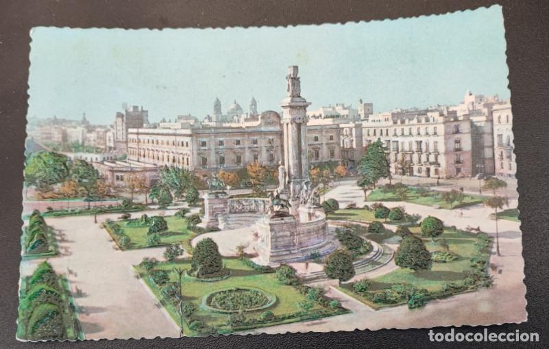 Postales: BONITA POSTAL ANTIGUA TROQUELADA, BARCELONA PLAZA DE ESPA&Ntilde;A ?, 15 X 10 CM APROX.