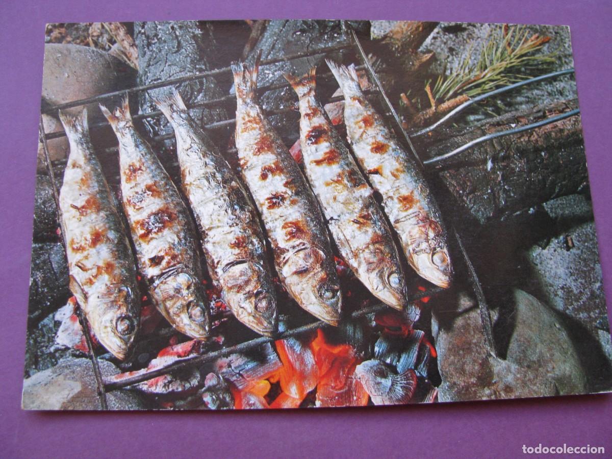 Postales: POSTAL DE PLATOS TIPICOS DE ESPA&Ntilde;A. SARDINAS A LA BRASA. GARCIA GARRABELLA. ESCRITA 1964