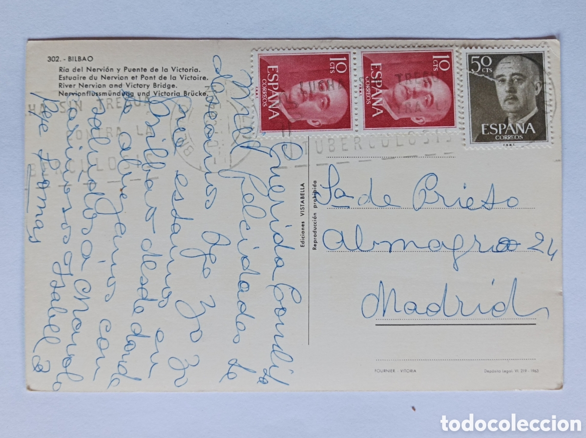 Postales: POSTAL BILBAO. VISTABELLA 302. CIRCULADA. - Foto 2