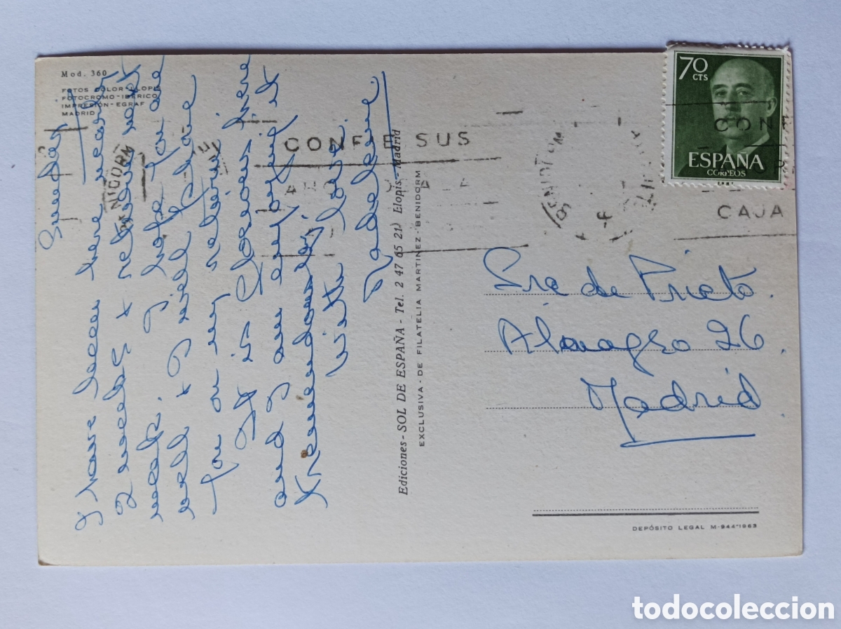 Postales: POSTAL BENIDORM. EDICIONES SOL DE ESPA&Ntilde;A 360. CIRCULADA. - Foto 2