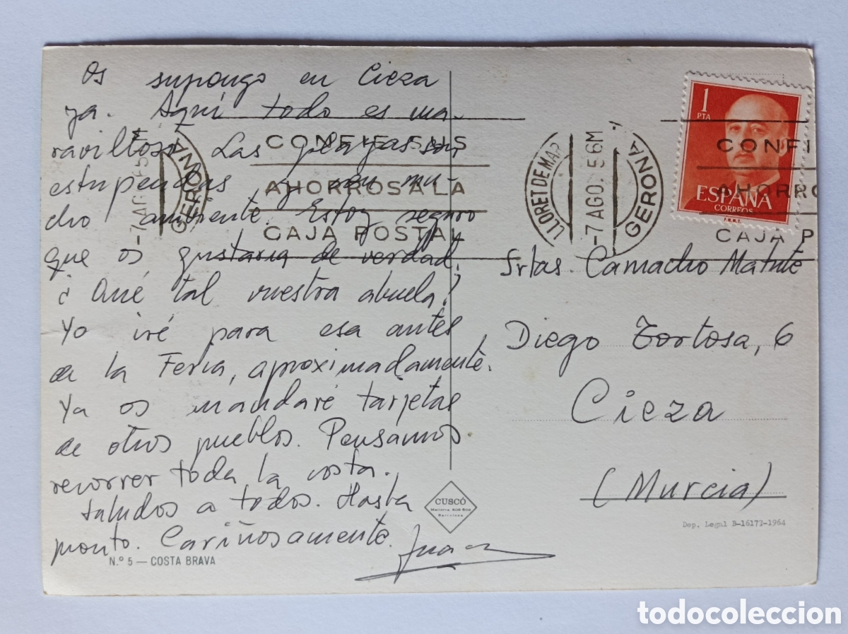 Postales: POSTAL COSTA BRAVA. CUSCO 5. CIRCULADA. - Foto 2