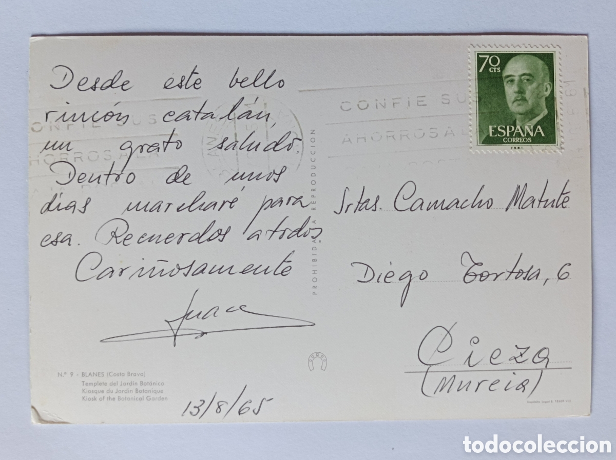 Postales: POSTAL BLANES. 9. CIRCULADA 1965. - Foto 2