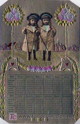 Postales: POSTAL CON CALENDARIO 1908. EN RELIEVE. - Foto 1