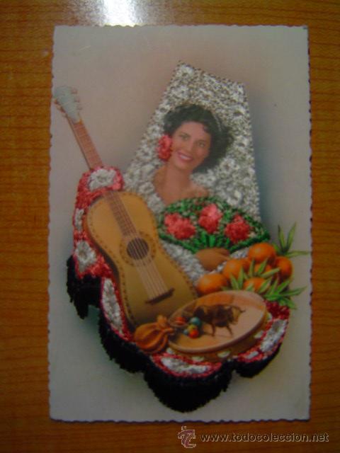 Postales: POSTAL MUJER BRODADA ESCRITA - Foto 1