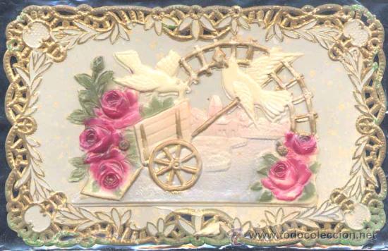 Postales: POSTAL ROMANTICA EN RELIEVE, SIMIL CELULOIDE - Foto 1