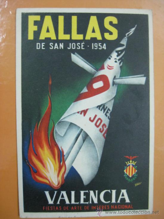 Postales: VALENCIA - FALLAS - A&Ntilde;O 1954 - Foto 1