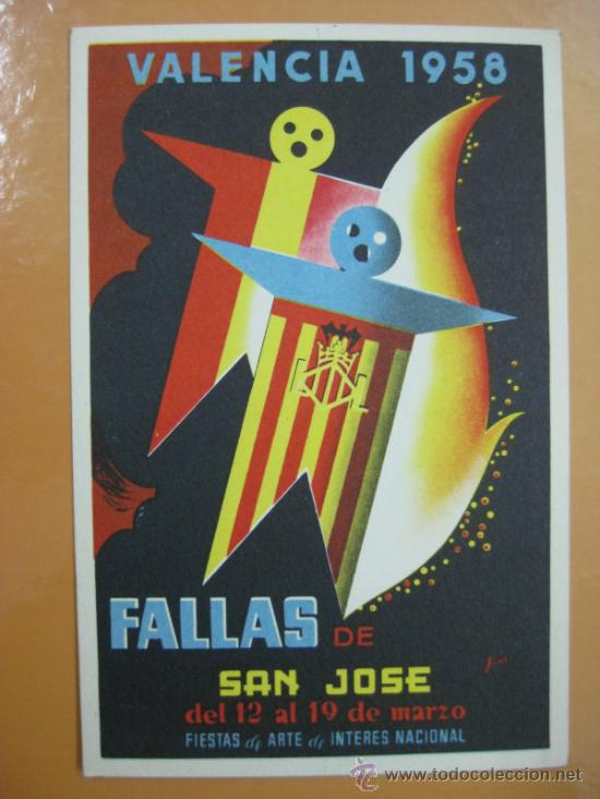 Postales: VALENCIA - FALLAS - A&Ntilde;O 1958 - Foto 1