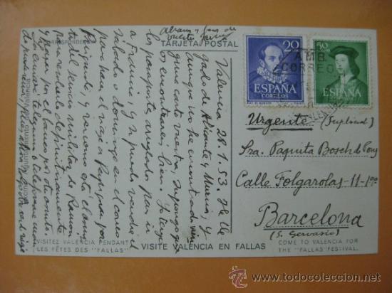 Postales: VALENCIA - FALLAS - A&Ntilde;O 1953 - Foto 2