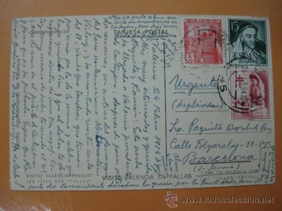 Postales: VALENCIA - FALLAS - A&Ntilde;O 1954 - Foto 2