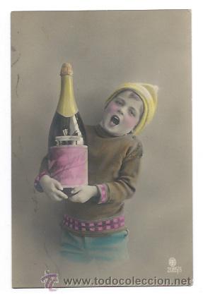 Postales: NI&Ntilde;O CON BOTELLA DE CHAMPAGNE - Foto 1