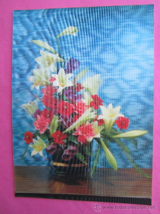 Postales: postal efecto tridimensional - ramo de flores  ciculada 1973 - Foto 1