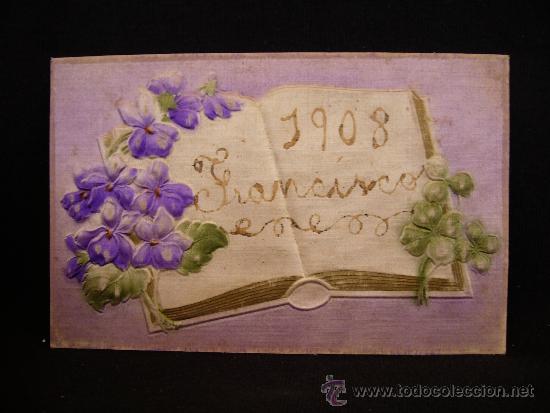 Postales: Postal en relieve. Flores. A&ntilde;o 1908. - Foto 1