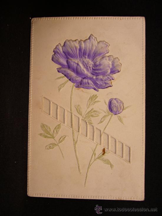Postales: Postal en relieve. Flores. - Foto 1