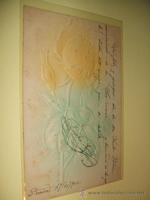 Postales: POSTAL ROSA EN RELIEVE 1904 - Foto 1