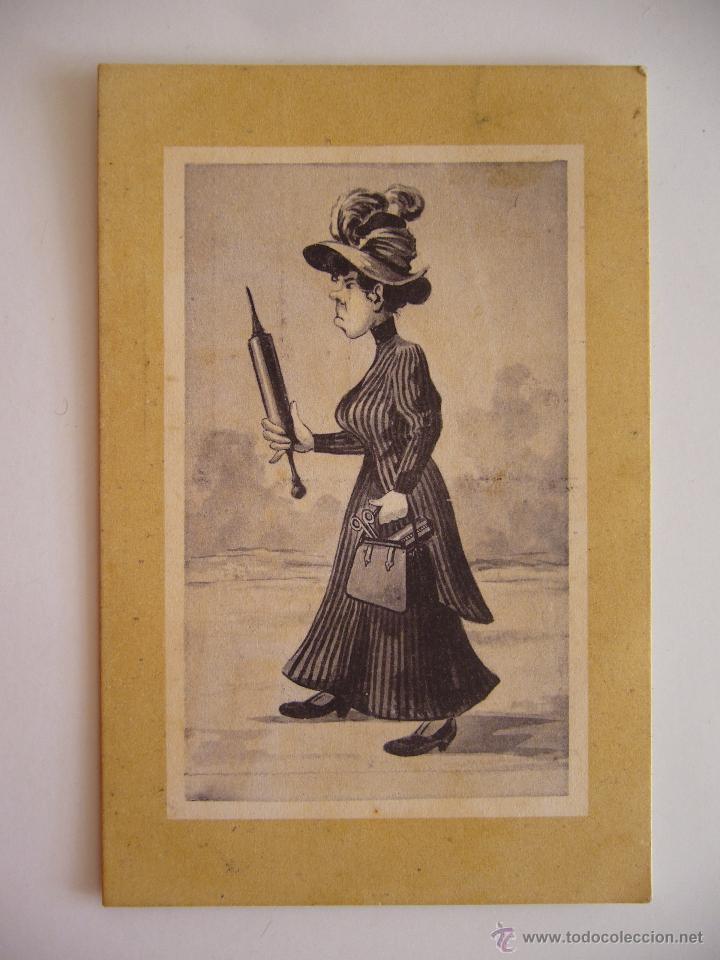 Postales: Postal. Mujer con las labores. Circulada 1910. - Foto 1