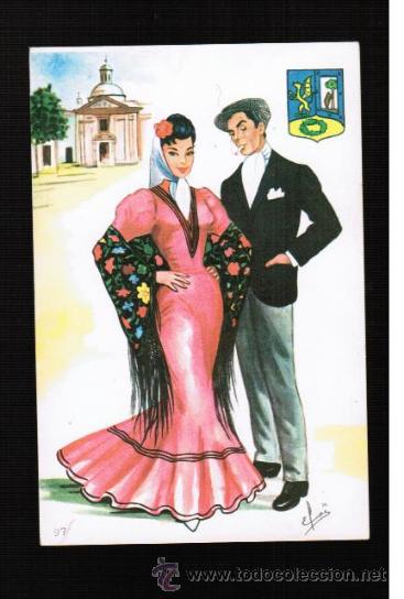 Postales: TARJETA POSTAL MUJER CON TRAJE T&Iacute;PICO - Foto 1