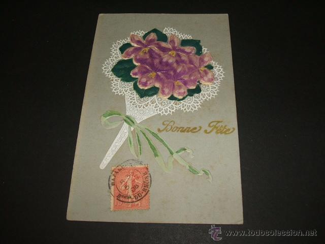 Postales: RAMO DE FLORES EN RELIEVE POSTAL - Foto 1