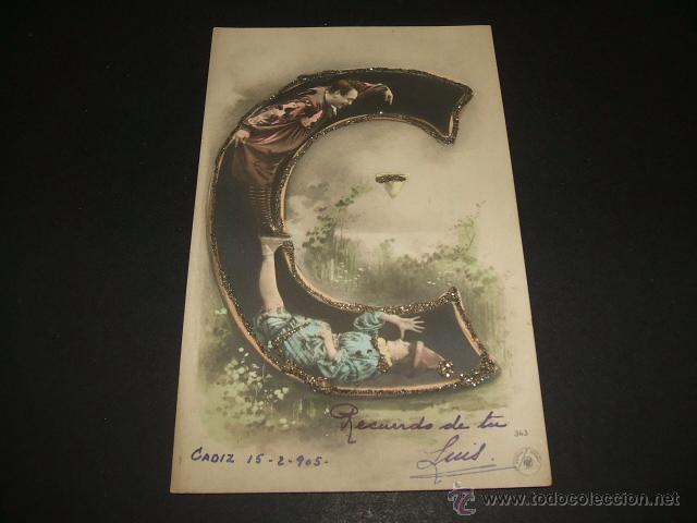 Postales: POSTAL LETRA C COLOREADA - Foto 1
