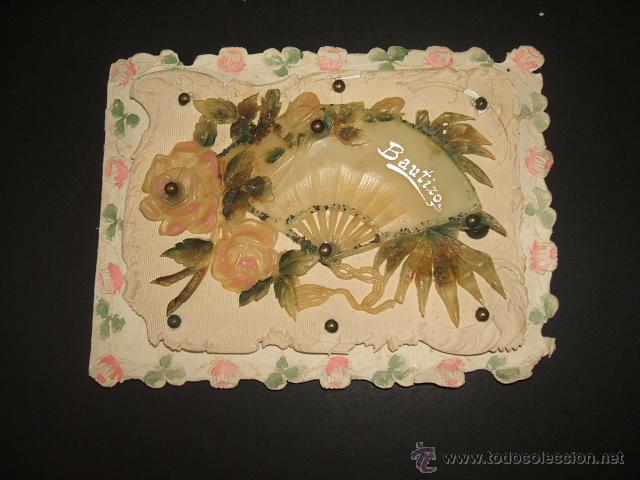 Postales: FELICITACION BAUTIZO CON ABANICO EN CELULOIDE - Foto 1