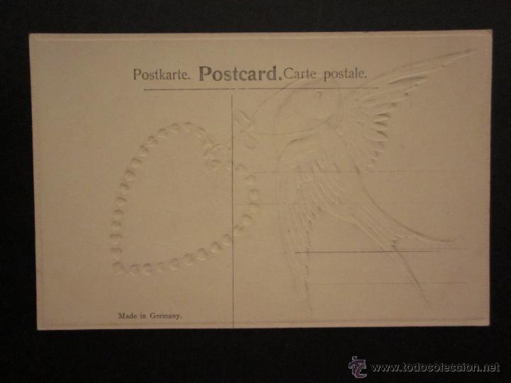 Postales: POSTAL PAJARO Y CORAZON CON RELIEVES. - Foto 2