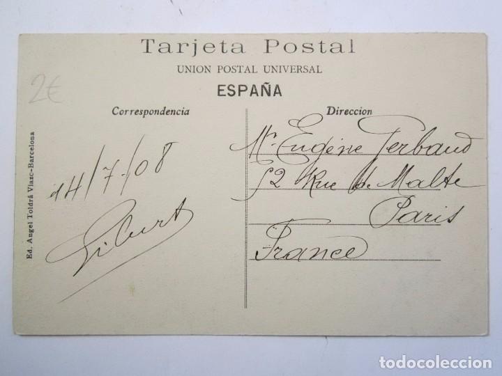 Postales: TARJETA POSTAL BARCELONA-PARIS 1908 - Foto 2