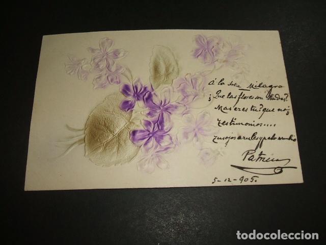 Postales: FLORES EN RELIEVE POSTAL 1905 - Foto 1